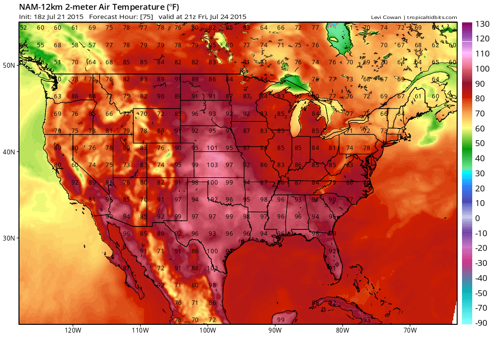 nam temperature forecast